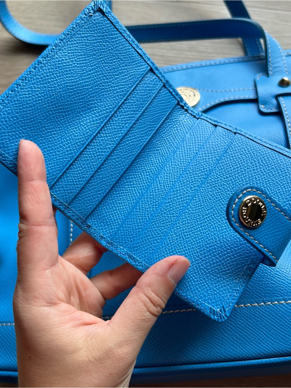 Dooney & Bourke Blue Leather Tote - Picture 5 of 11